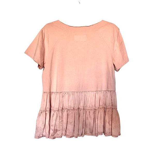 Anthropologie Iona Flounce Swing Mixed Media Tiered Blouse Short Sleeve Size SP - Picture 3 of 8
